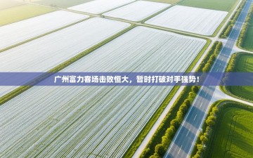 广州富力客场击败恒大，暂时打破对手强势！